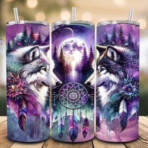 Purple Wolf Dreamcatcher Tumbler